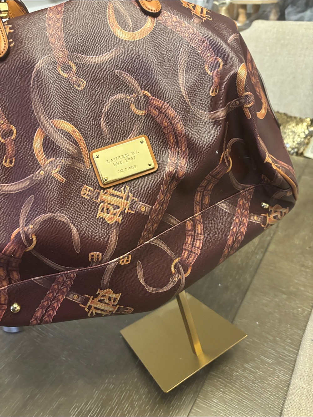 Ralph Lauren Satchel with Tan Leather Trim - Picture 6 of 8